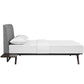 Modway Tracy Mid-Century Modern Wood Platform Queen Bed with Two Nightstands in Cappuccino Gray MDY-MOD-5257-CAP-GRY-SET