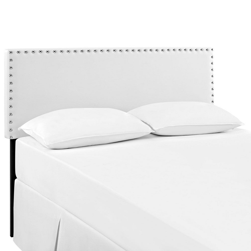 White Phoebe King Vinyl Headboard  - No Shipping Charges