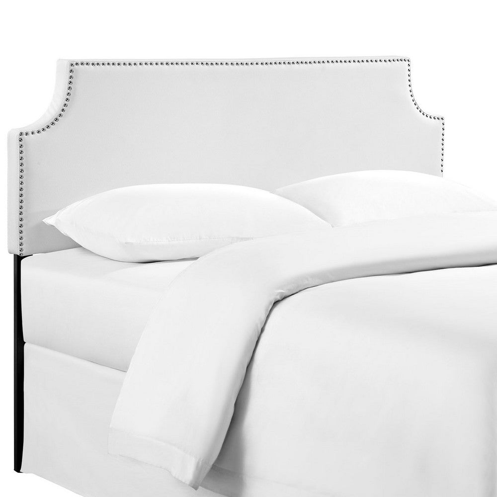 White Laura Full Vinyl Headboard - No Shipping Charges