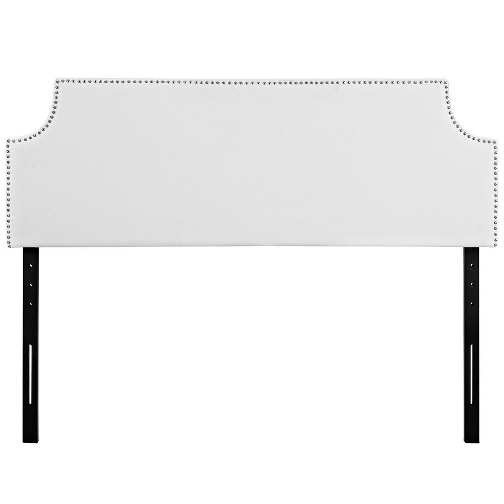 White Laura Full Vinyl Headboard - No Shipping Charges