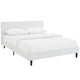 Modway Anya Upholstered White Faux Leather Full Platform Bed with Wood Slat Support