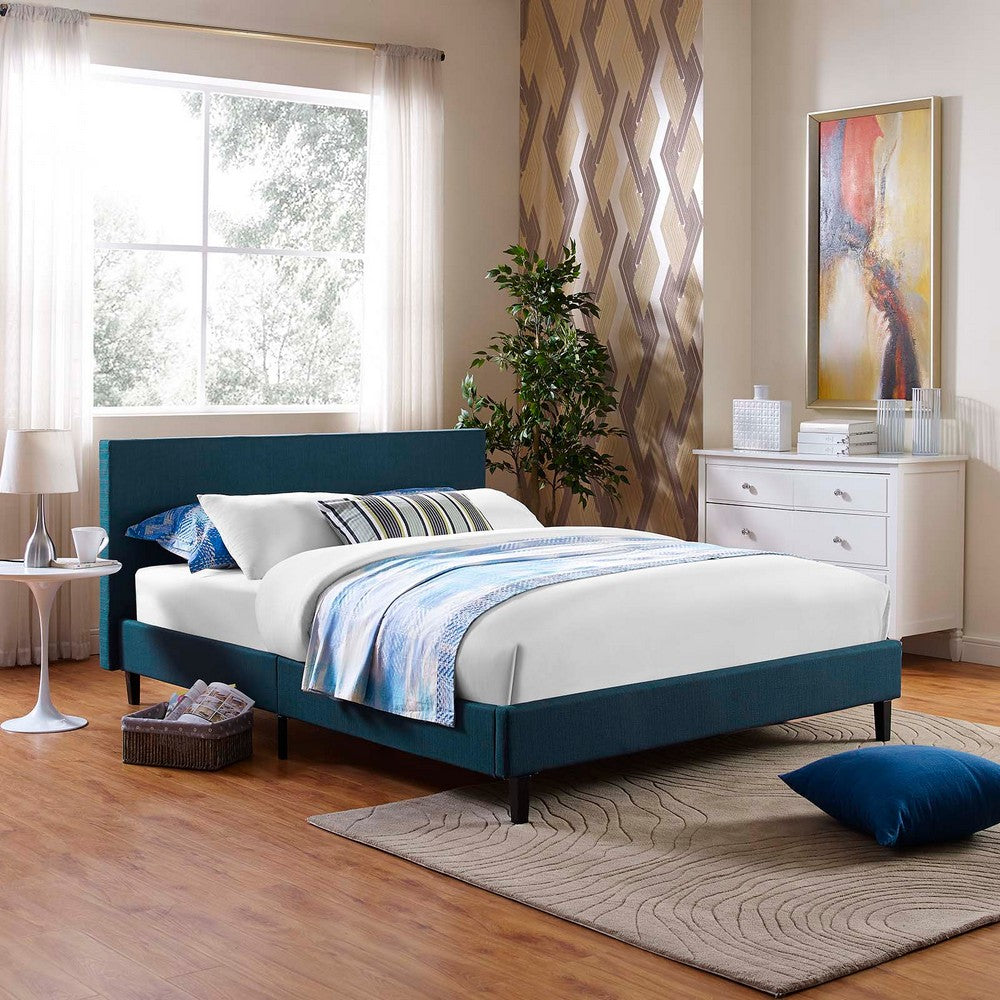 Anya Full Fabric Bed, Azure - No Shipping Charges