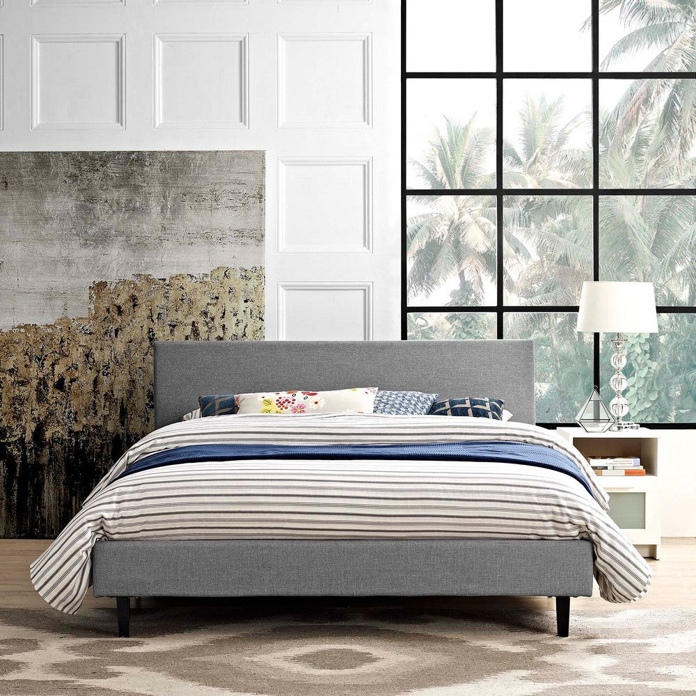 Anya Full Fabric Bed, Light Gray - No Shipping Charges