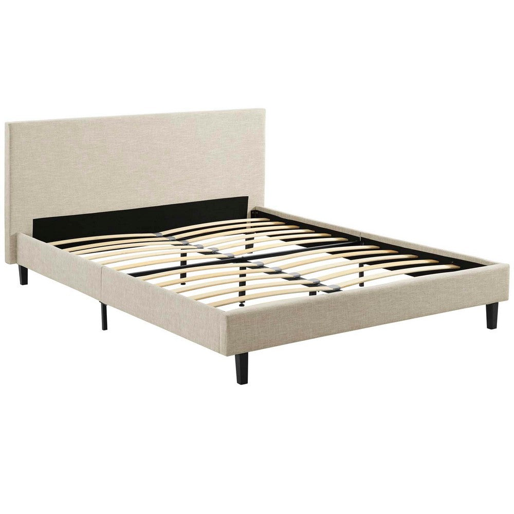 Anya Queen Bed, Beige  - No Shipping Charges