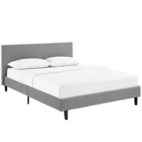 Modway Anya Upholstered Light Gray Platform Bed with Wood Slat Support in Queen