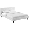 Modway Linnea Upholstered White Full Platform Bed with Wood Slat Support