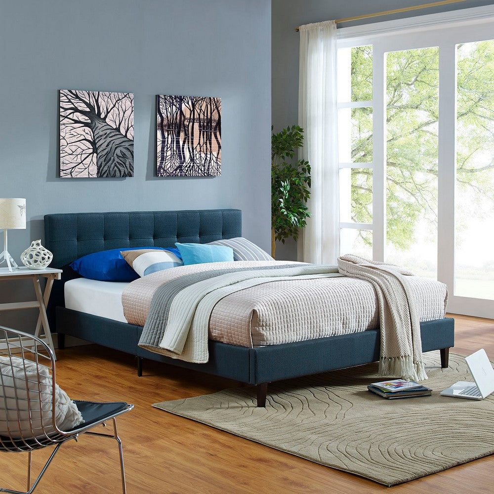 Linnea Queen Fabric Bed Azure - No Shipping Charges MDY-MOD-5426-AZU