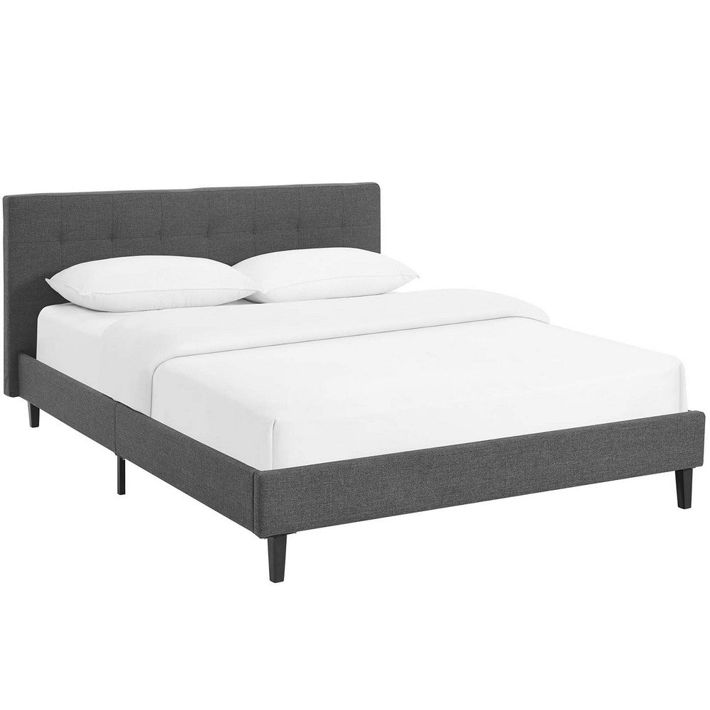 Linnea Queen Fabric Bed, Gray - No Shipping Charges