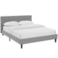Linnea Queen Fabric Bed, Light Gray - No Shipping Charges