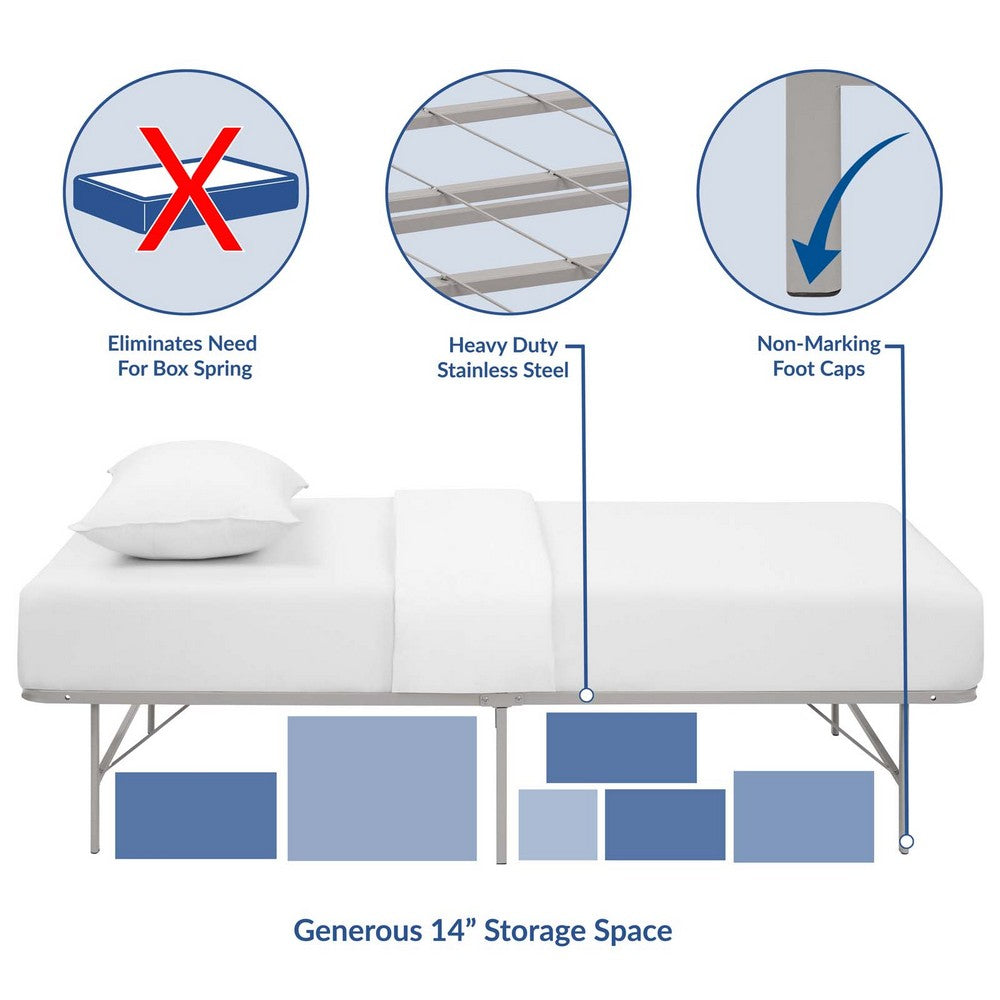 Horizon Stainless Steel Twin Bed Frame by Modway| Gray