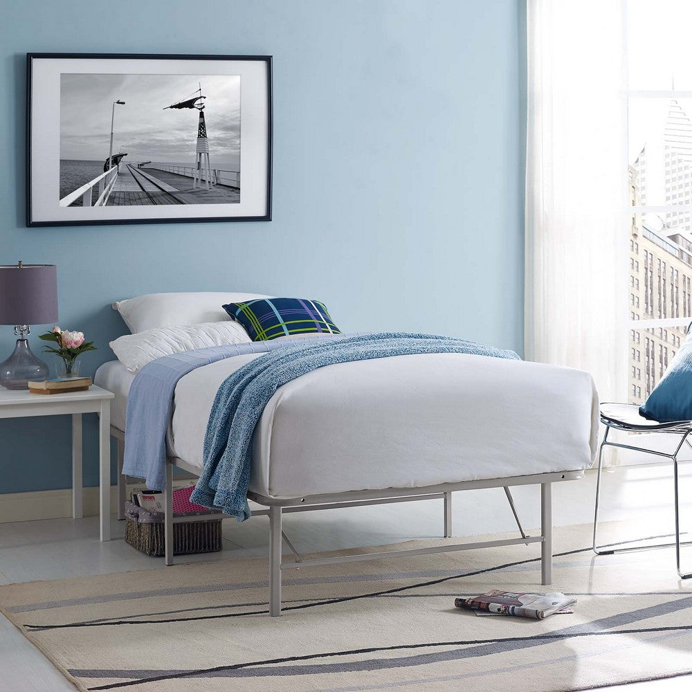 Horizon Stainless Steel Twin Bed Frame by Modway| Gray