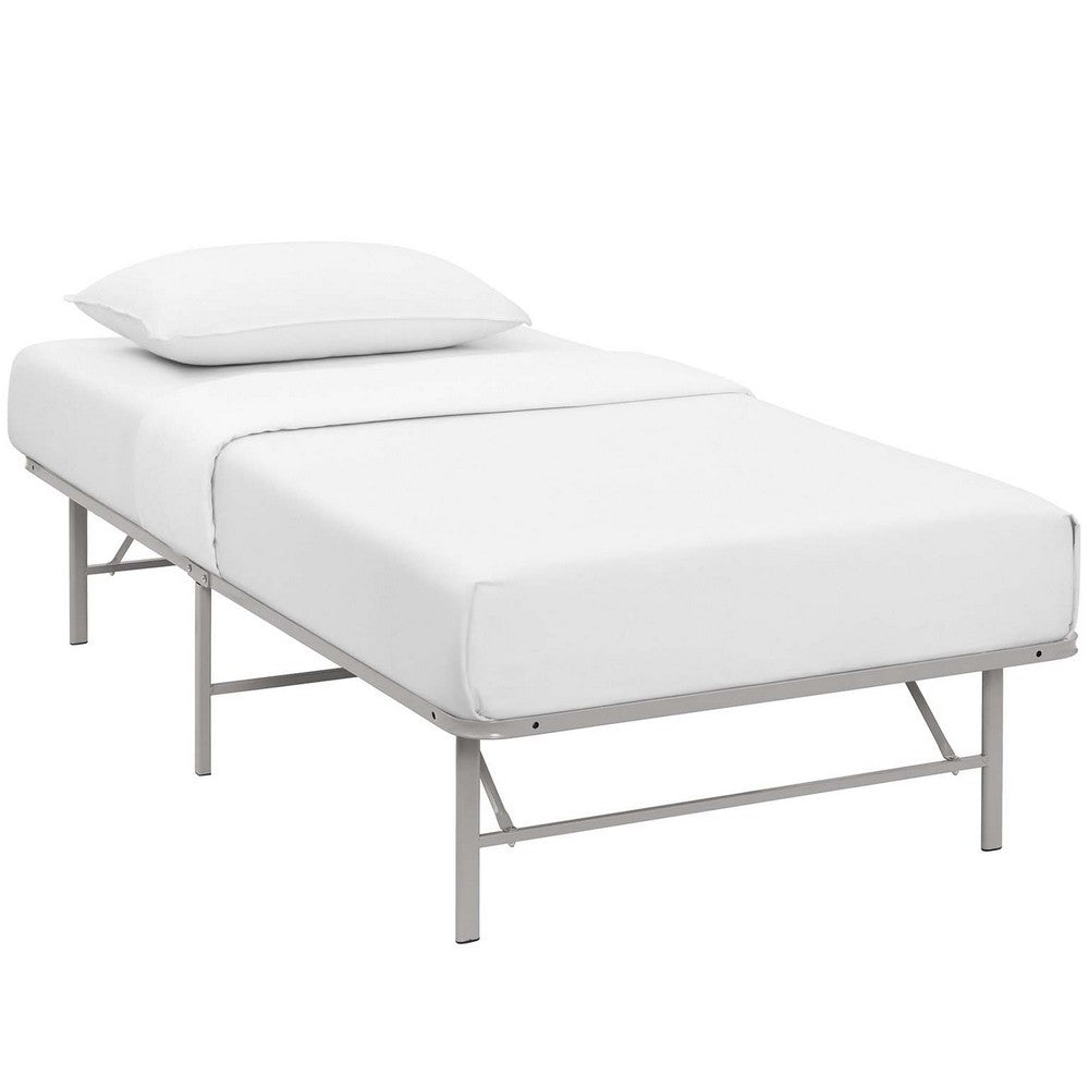Horizon Stainless Steel Twin Bed Frame by Modway| Gray