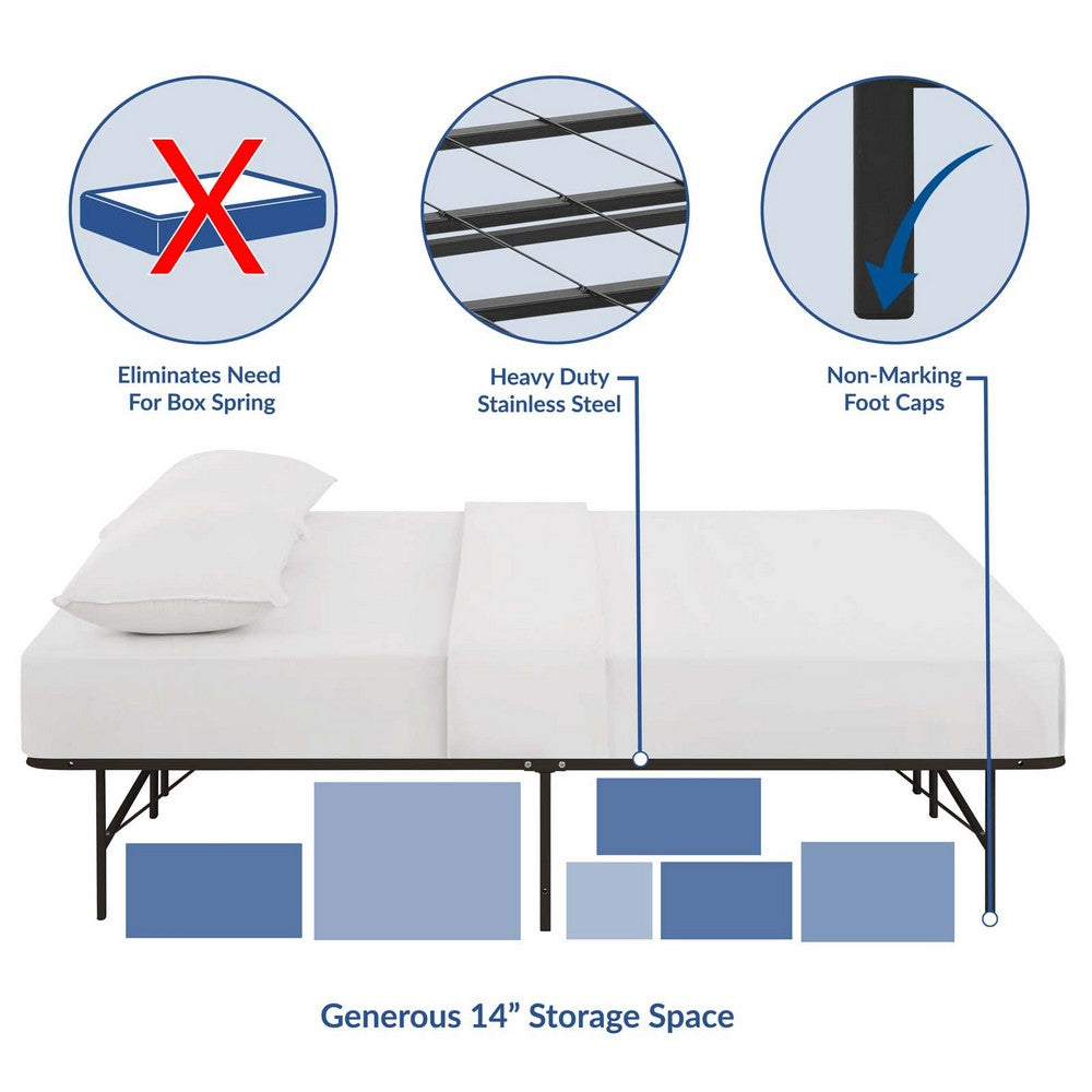 Horizon Stainless Steel Queen Bed Frame by Modway| Brown