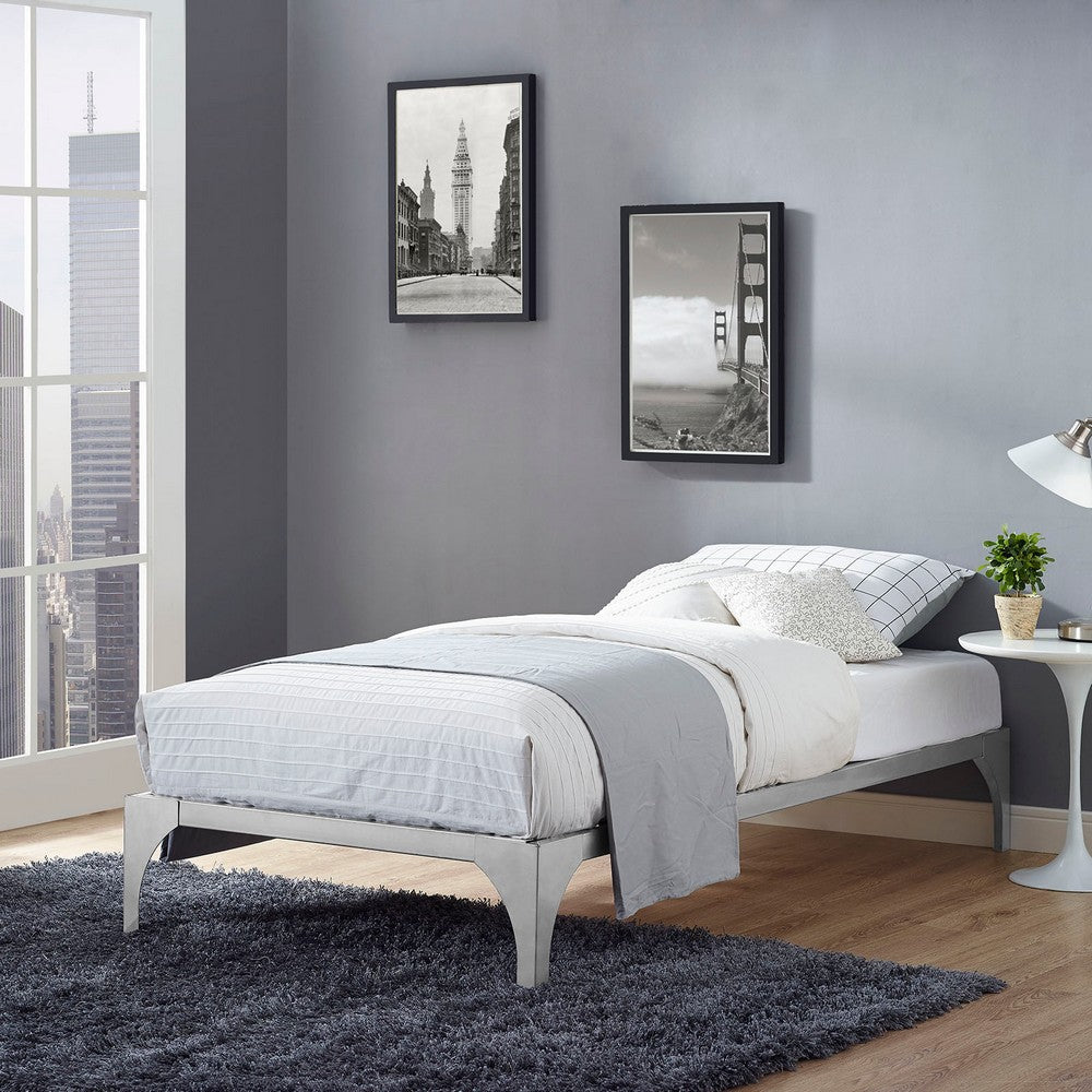 Ollie Twin Bed Frame by Modway| Silver