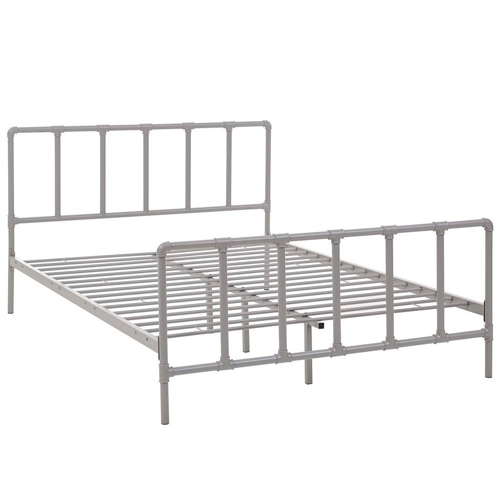 Dower Stainless Steel Queen Bed by Modway| Gray