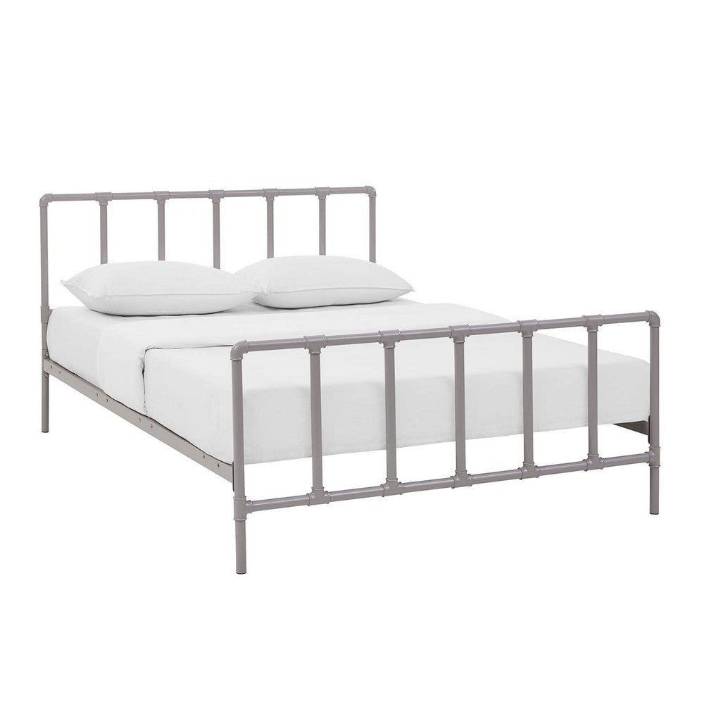 Modway Dower Modern Farmhouse Steel Metal Queen Platform Bed in Gray