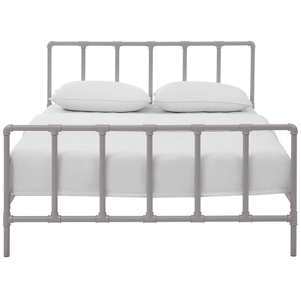 Dower Stainless Steel Queen Bed by Modway| Gray