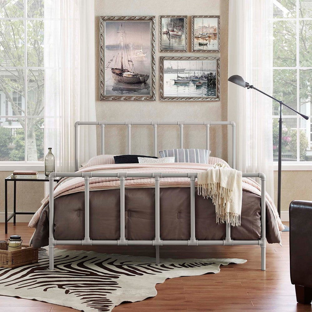 Dower Stainless Steel Queen Bed by Modway| Gray