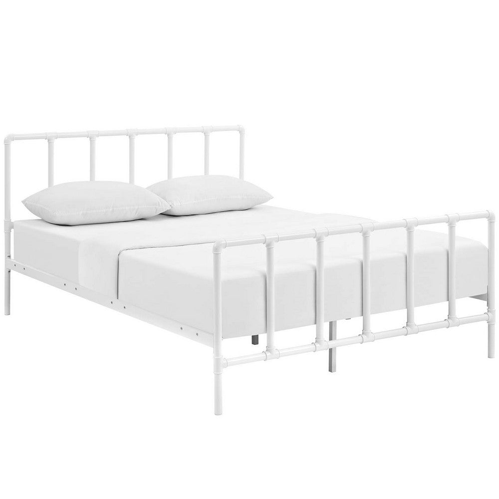 Dower Stainless Steel Queen Bed by Modway| White