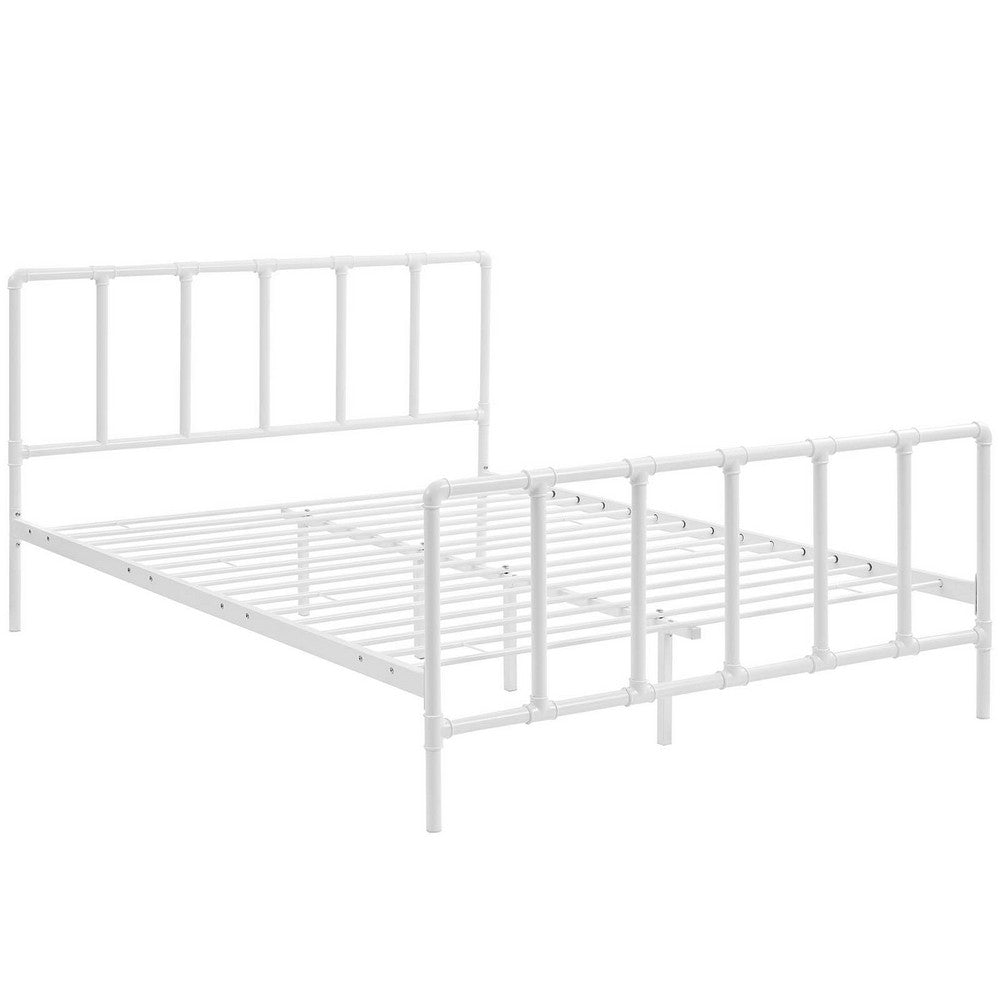 Dower Stainless Steel Queen Bed by Modway| White