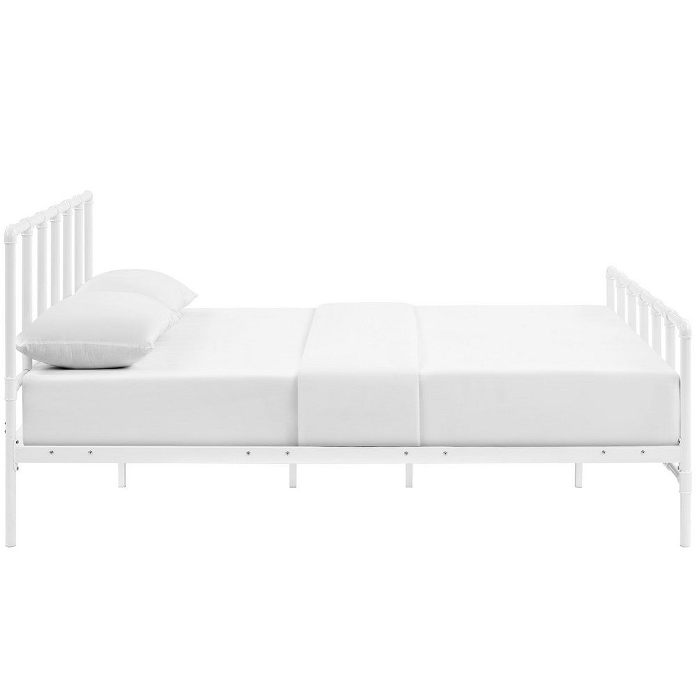 Dower Stainless Steel Queen Bed by Modway| White