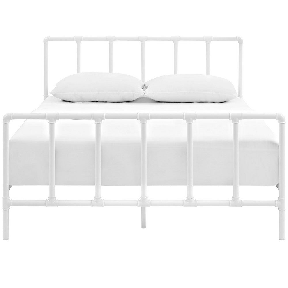 Dower Stainless Steel Queen Bed by Modway| White