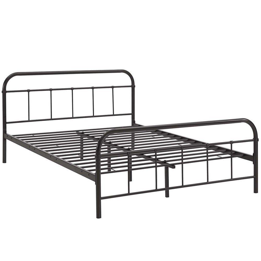 Maisie Stainless Steel Queen Bed Frame by Modway| Brown