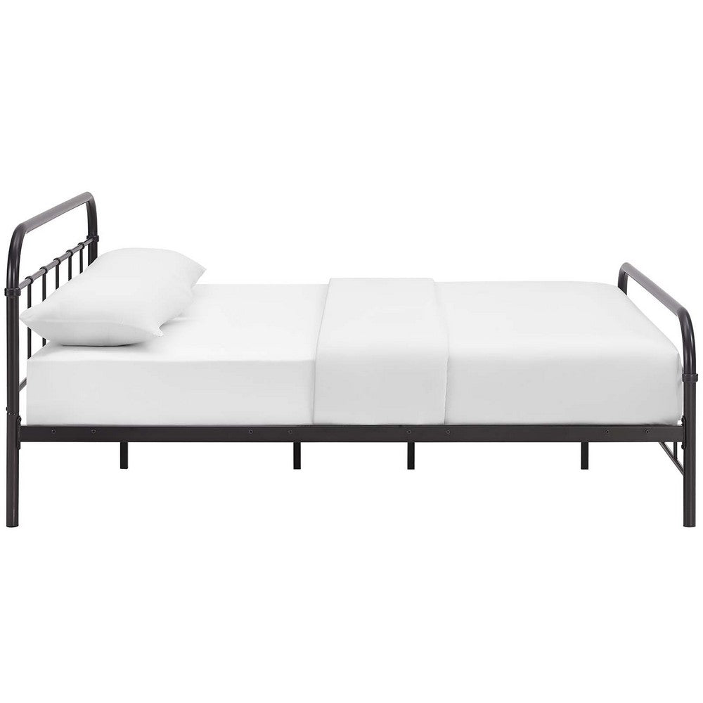 Maisie Stainless Steel Queen Bed Frame by Modway| Brown