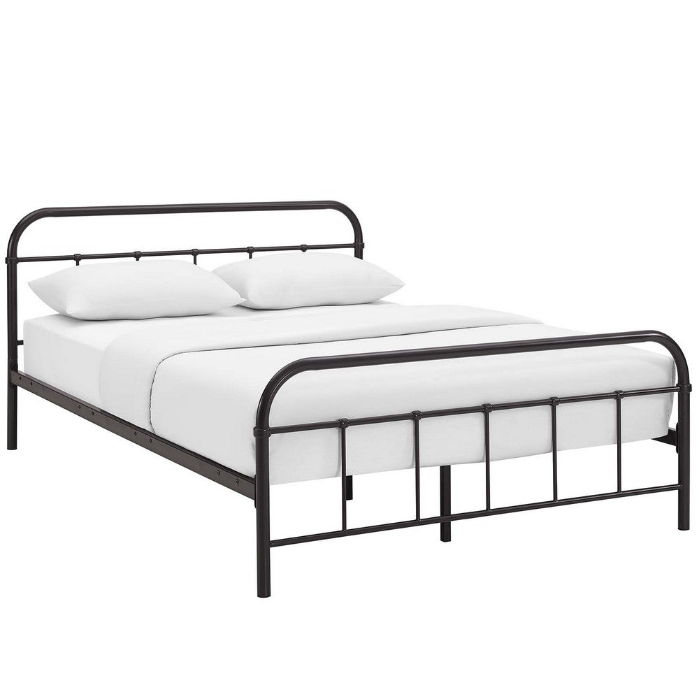 Maisie Stainless Steel Queen Bed Frame by Modway| Brown
