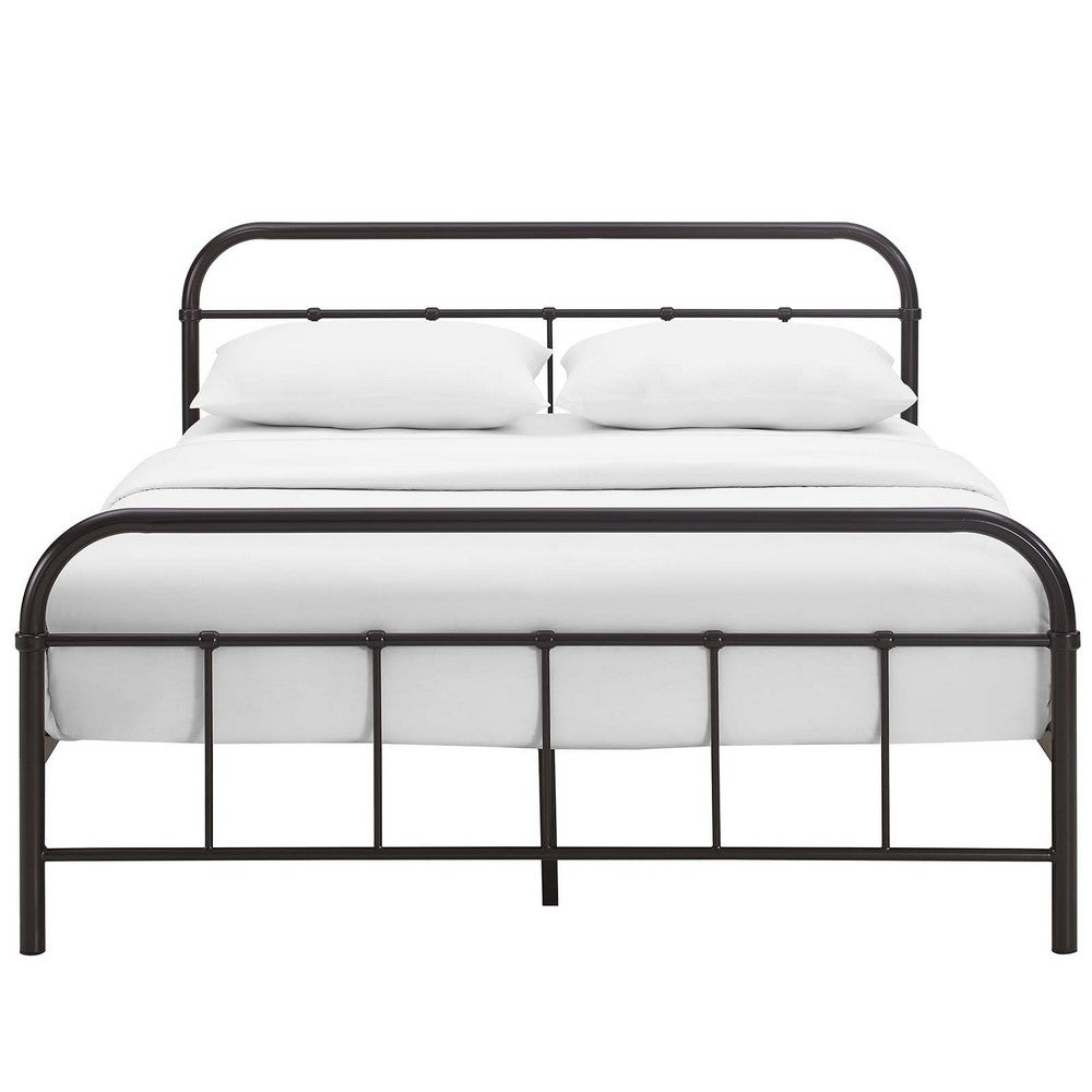 Maisie Stainless Steel Queen Bed Frame by Modway| Brown