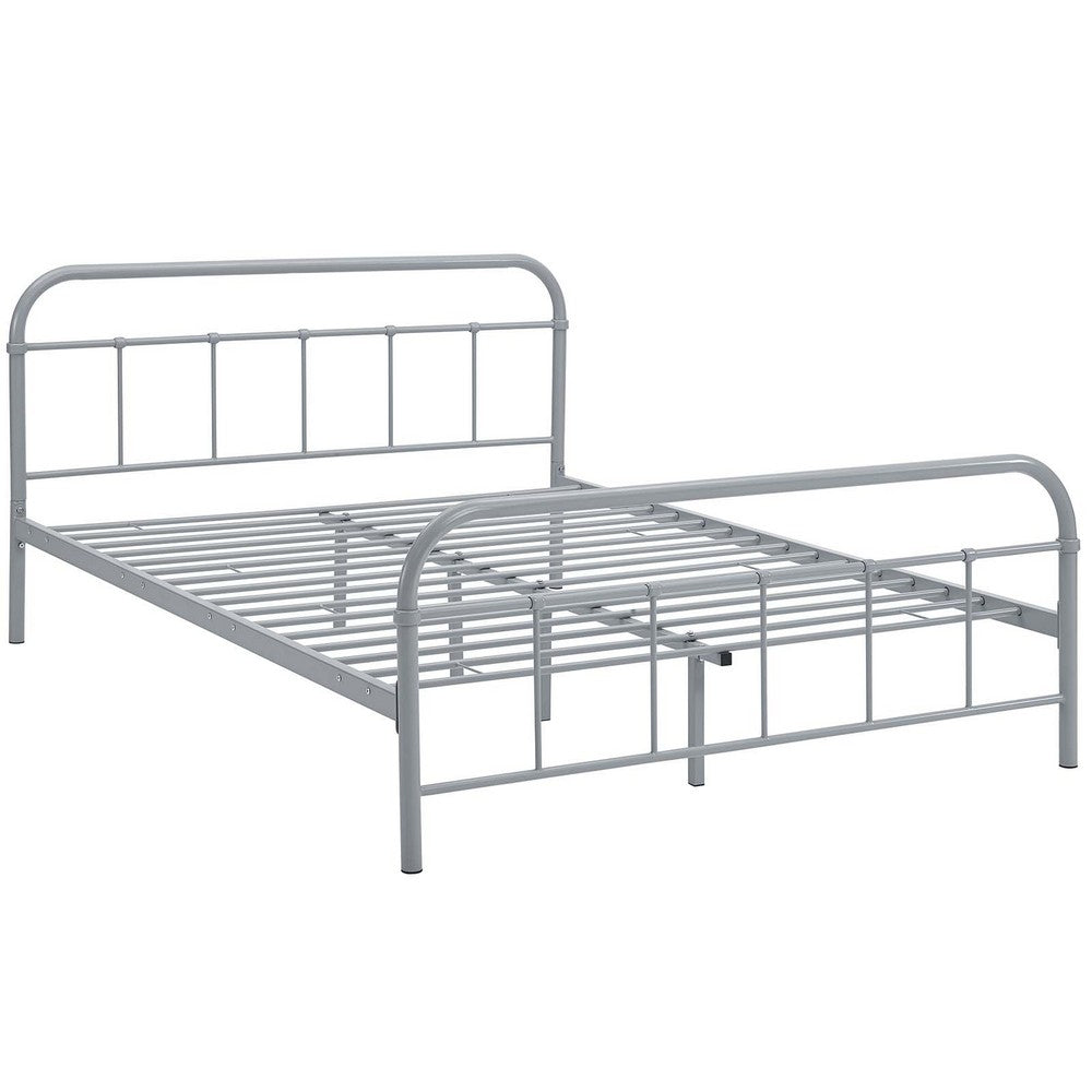 Maisie Stainless Steel Queen Bed Frame by Modway| Gray