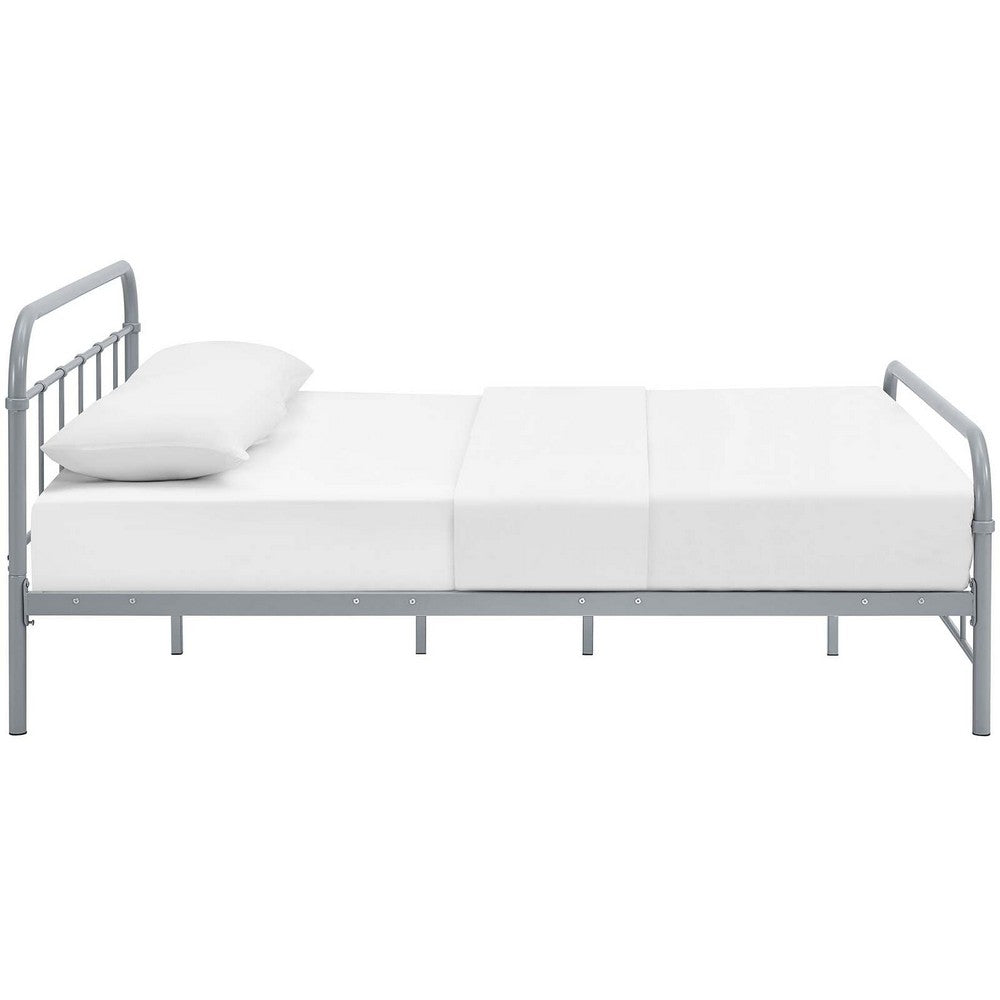 Maisie Stainless Steel Queen Bed Frame by Modway| Gray