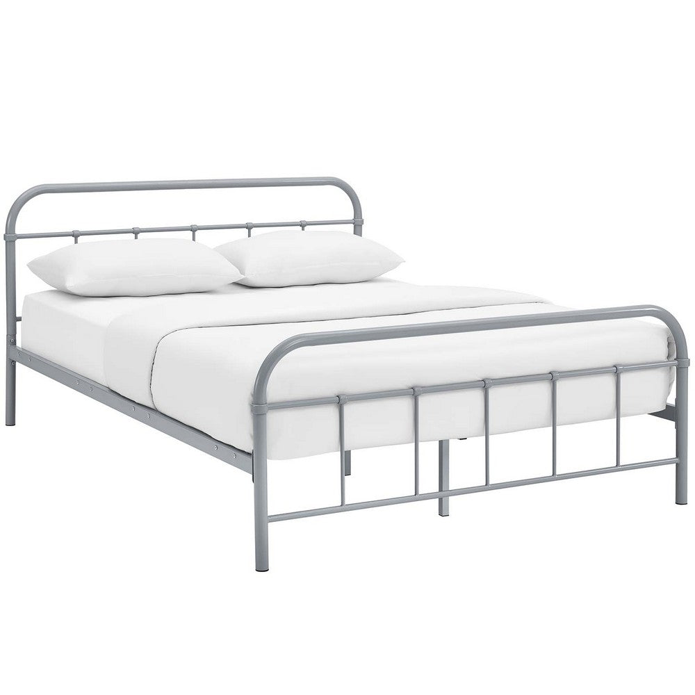 Maisie Stainless Steel Queen Bed Frame by Modway| Gray