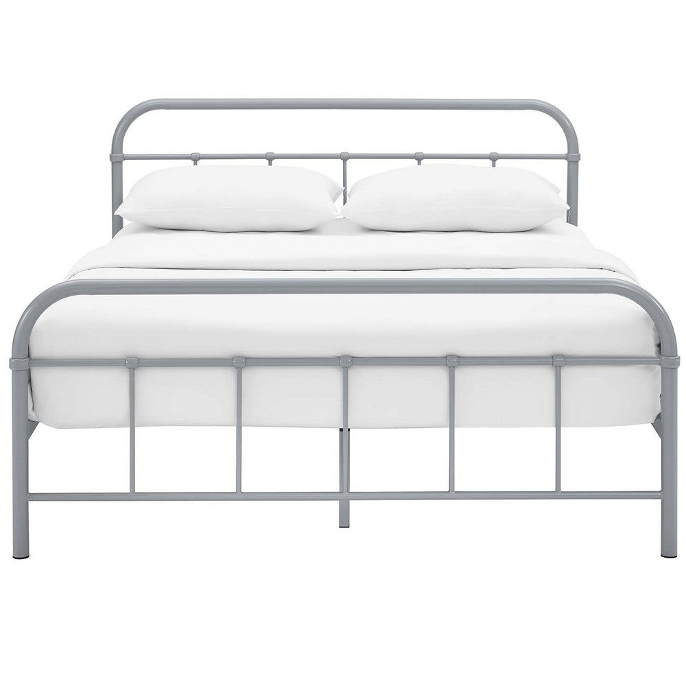 Maisie Stainless Steel Queen Bed Frame by Modway| Gray