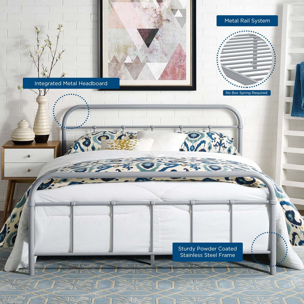 Maisie Stainless Steel Queen Bed Frame by Modway| Gray