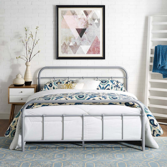Maisie Stainless Steel Queen Bed Frame by Modway| Gray