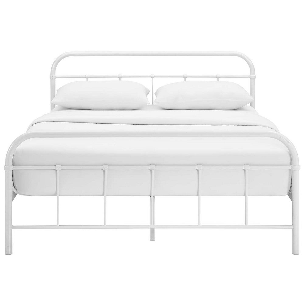 Maisie Stainless Steel Queen Bed Frame by Modway| White