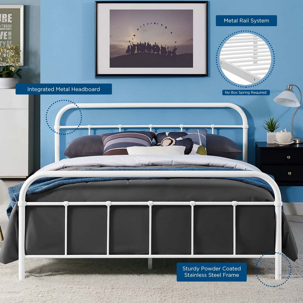 Maisie Stainless Steel Queen Bed Frame by Modway| White