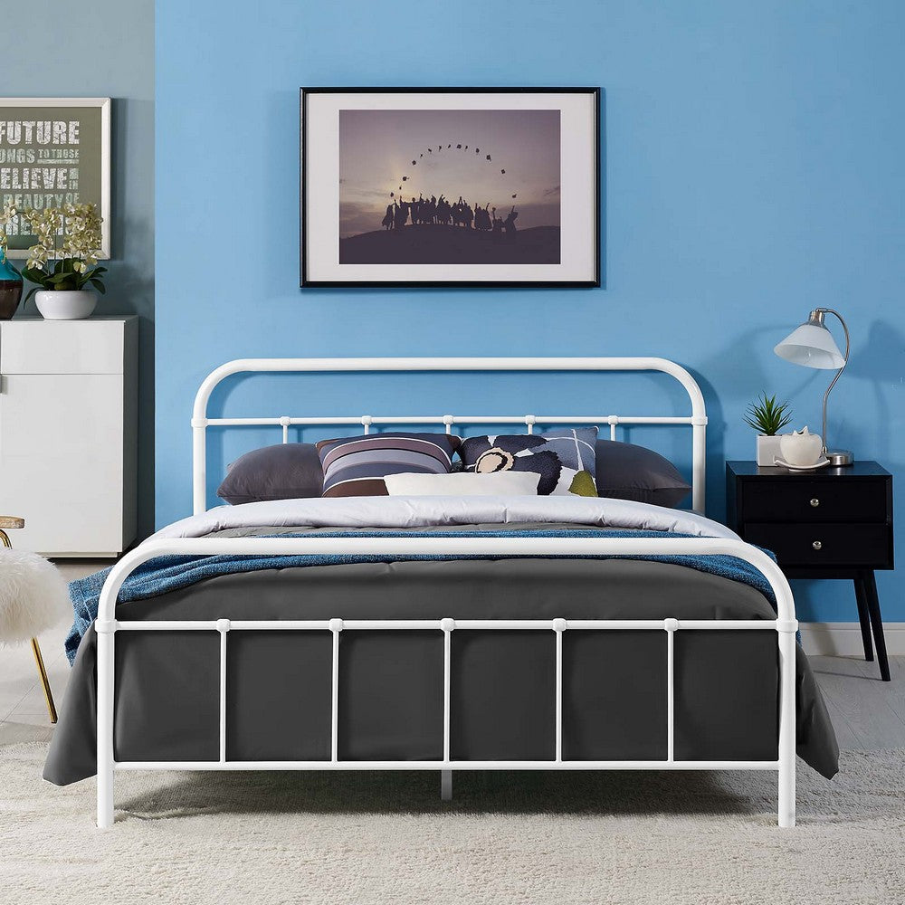Maisie Stainless Steel Queen Bed Frame by Modway| White