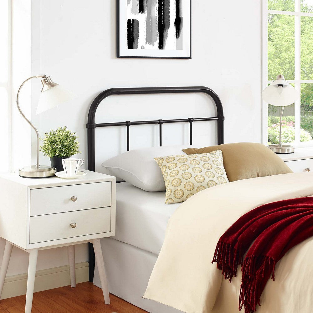 Modway Serena Rustic Farmhouse Style Steel Metal Twin Headboard Antique Size in Brown