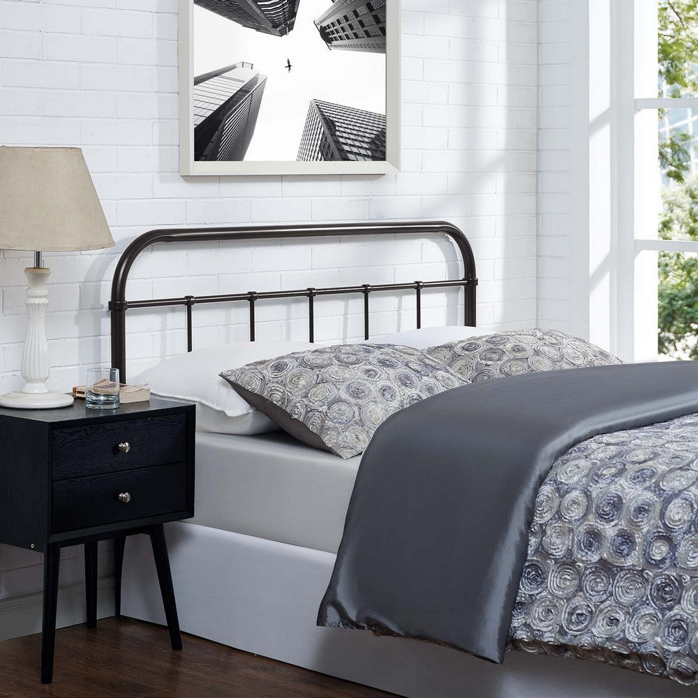 Modway Serena Rustic Farmhouse Style Steel Metal King Headboard Size in Brown