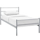 Modway Alina Platform Stainless Steel Metal Twin Size Bed Frame With Headboard in Gray