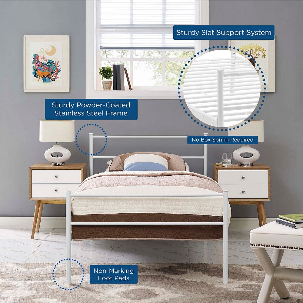 Alina Platform Twin Bed Frame by Modway| White