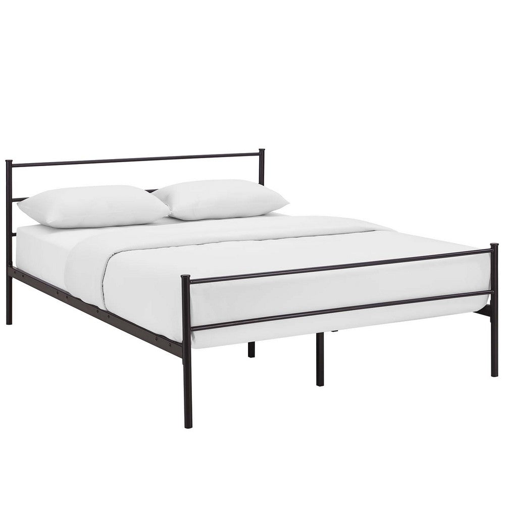 Alina Platform Queen Bed Frame by Modway| Brown