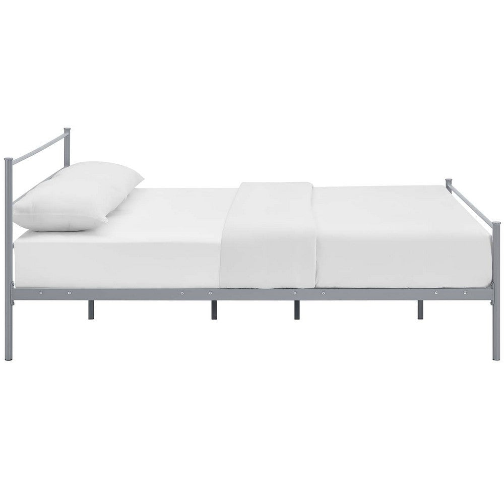 Modway Alina Queen Size Platform Bed Frame With Headboard In Gray MDY-MOD-5553-GRY-SET