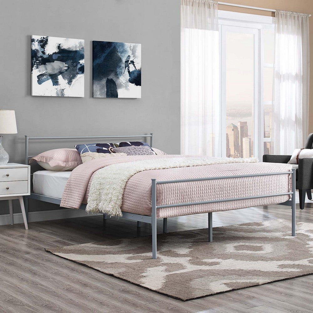 Alina Platform Queen Bed Frame by Modway| Gray