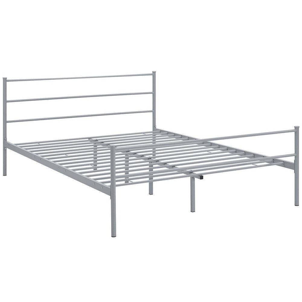 Modway Alina Queen Size Platform Bed Frame With Headboard In Gray