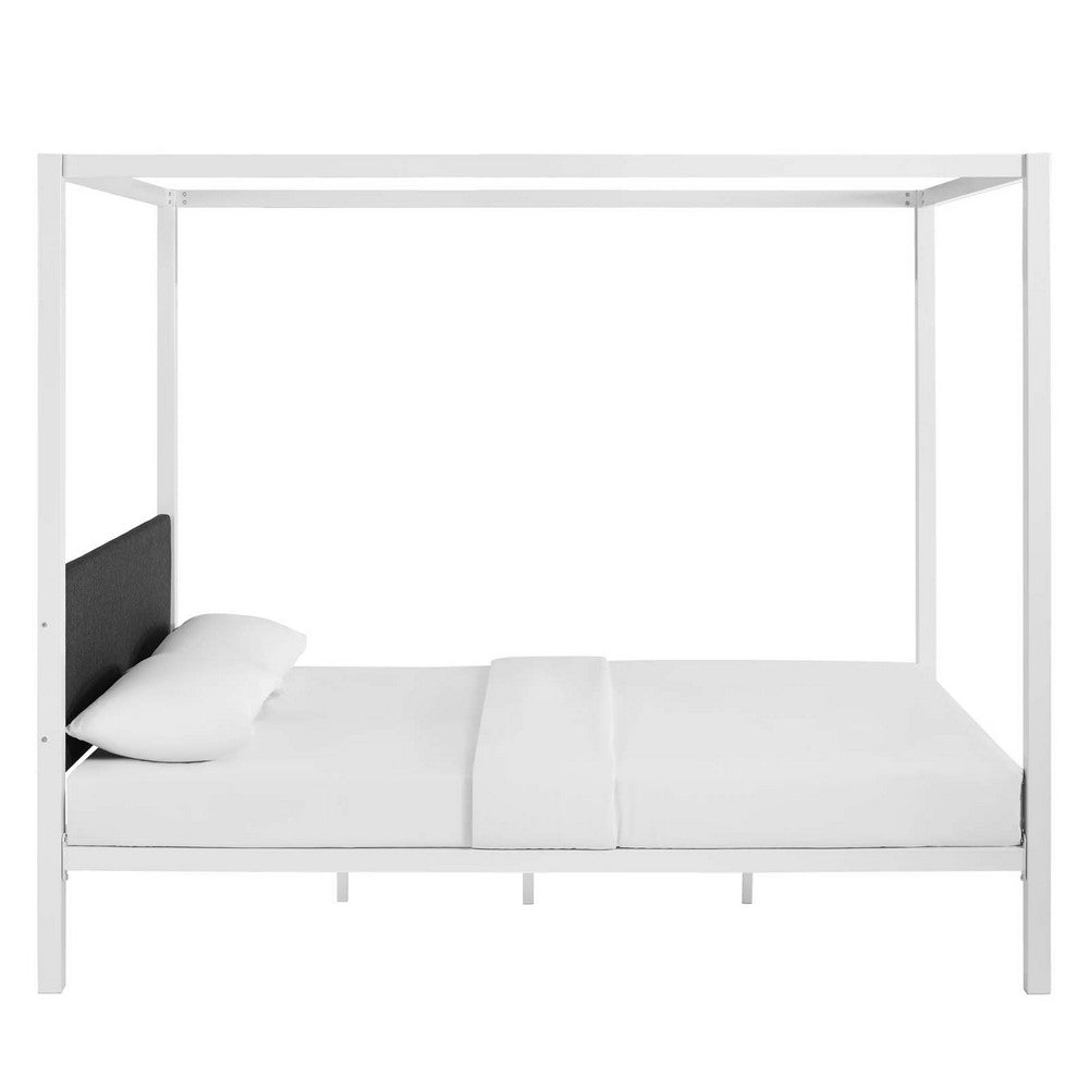 Raina Queen Canopy Bed Frame, White Gray - No Shipping Charges