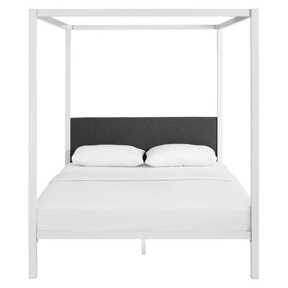 Raina Queen Canopy Bed Frame, White Gray - No Shipping Charges