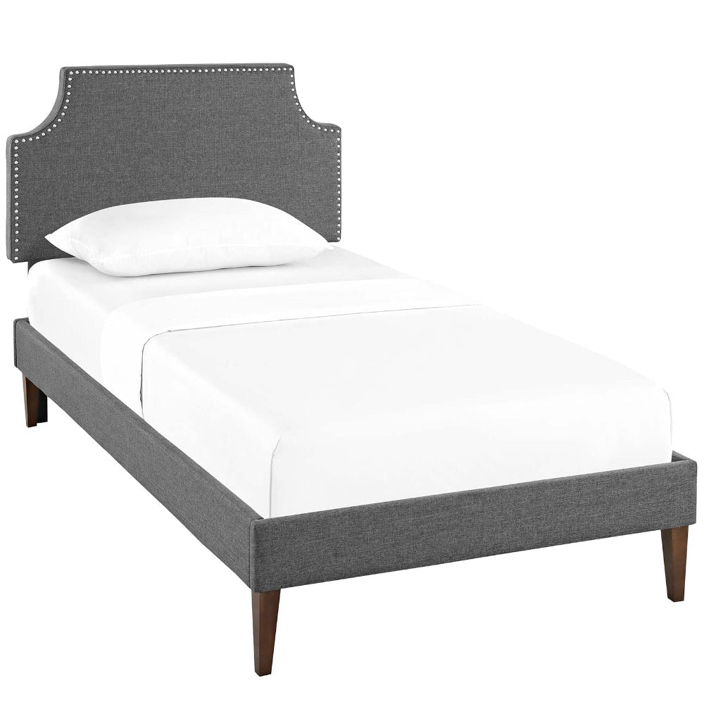 Laura Fabric Twin Platform Bed with Squared Tapered Legs by Modway